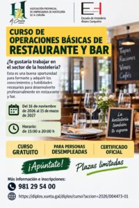CURSO OPERACIONES BASICAS RESTAURANTE Y BAR
