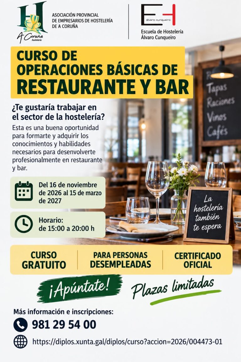 CURSO OPERACIONES BASICAS RESTAURANTE Y BAR